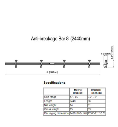 Anti-Breakage  Bar 8ft  AARDWOLF