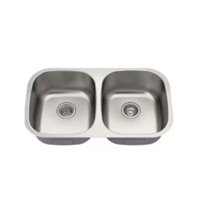 Undermount 50/50 Sink 18G 32.3/8"x18.1/4"x 9 Depth