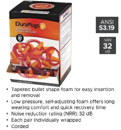 [NOR280006] Earplugs CORDED Box By 100 Pairs